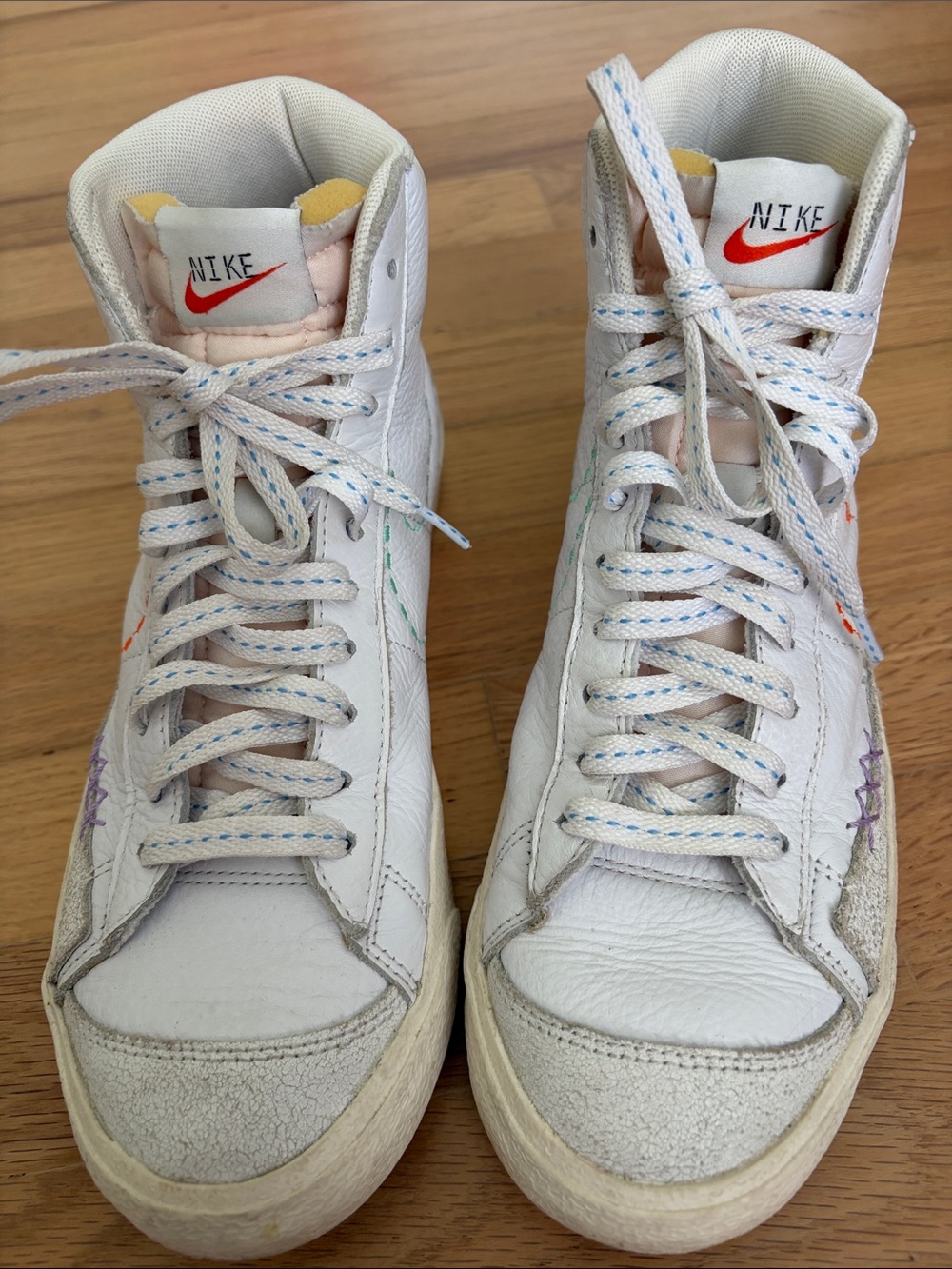 Nike 101 Women’s White High-Top Sneakers with Multicolor Stitching